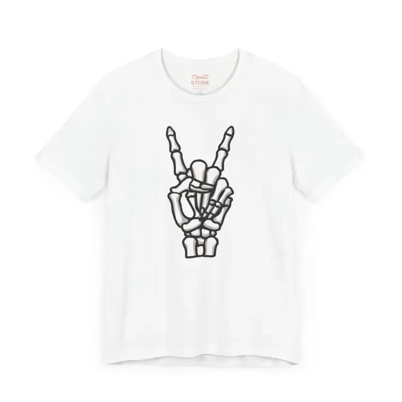 Spooky Chic Skeleton Peace Tee for Fearless Souls