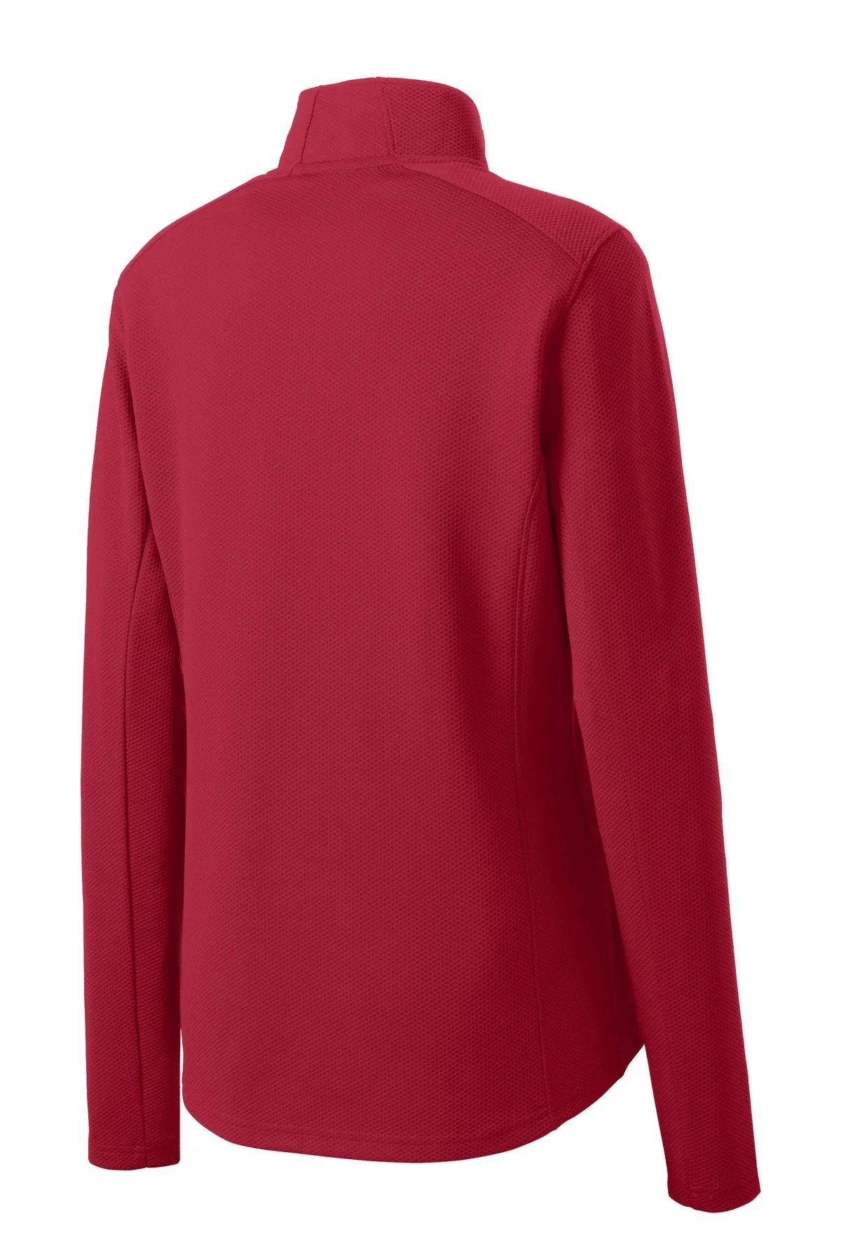 Sport-Tek Women's Sport-Wick Textured 1/4-Zip Pullover.  LST860 Deep Red