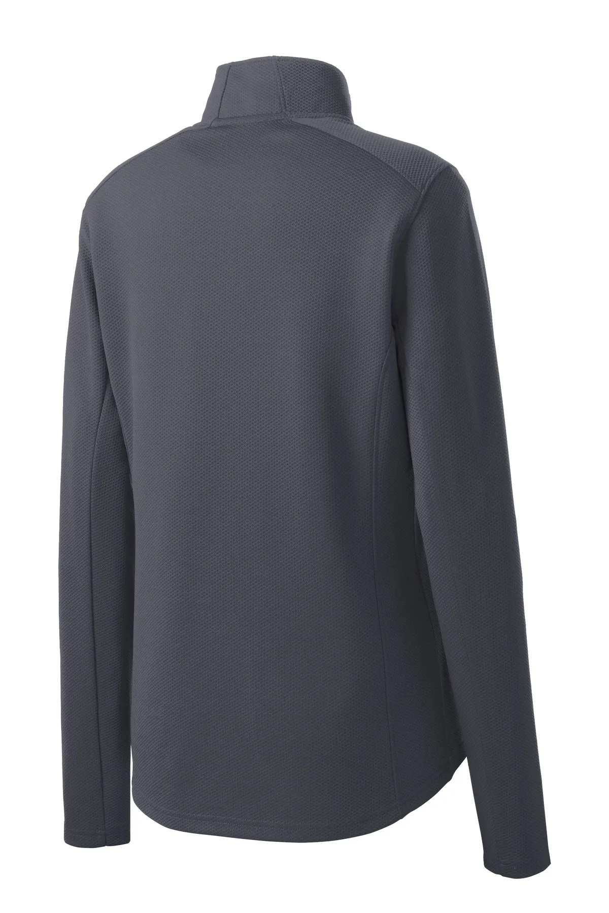 Sport-Tek Women's Sport-Wick Textured 1/4-Zip Pullover.  LST860 Iron Grey