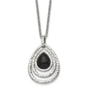 Stainless Steel Textured Black Onyx necklace