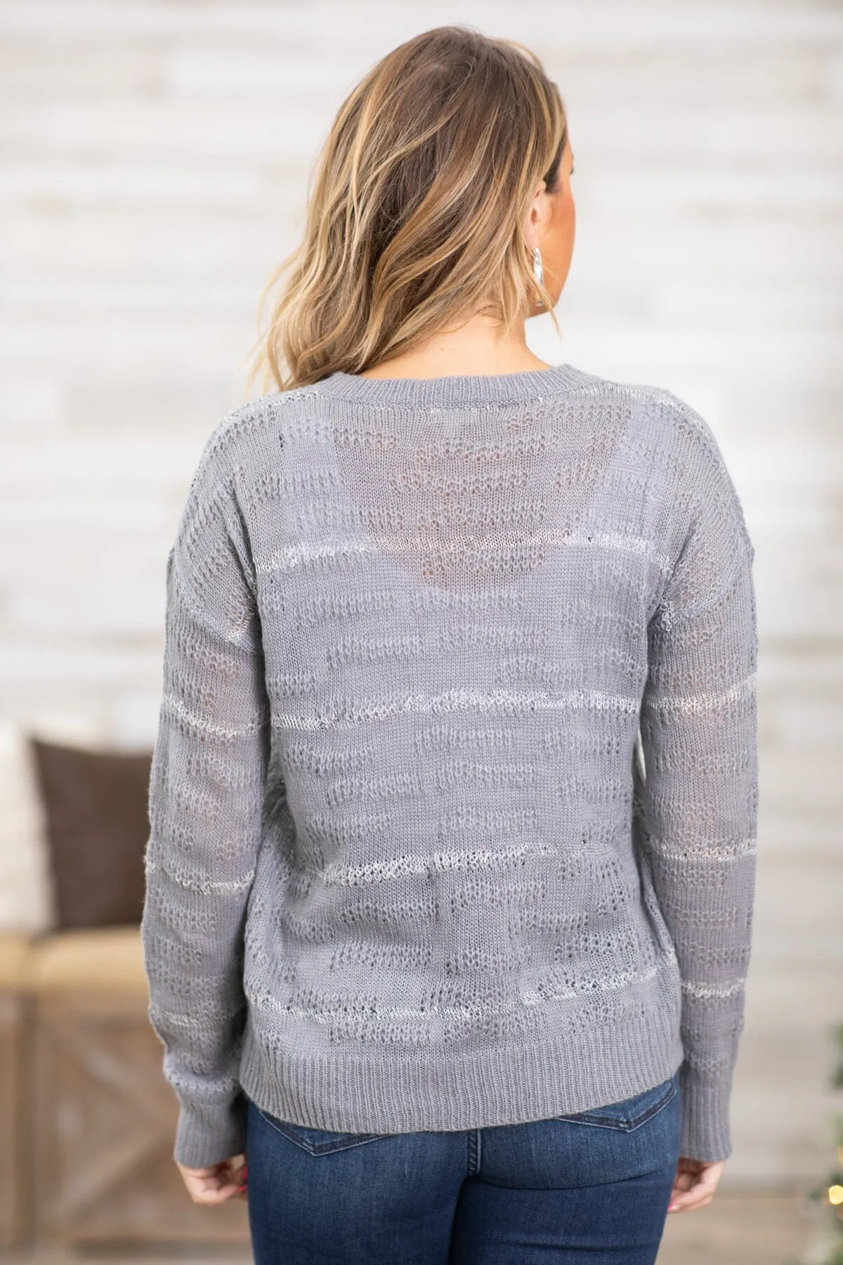 Steel Textured Stripe Sweater