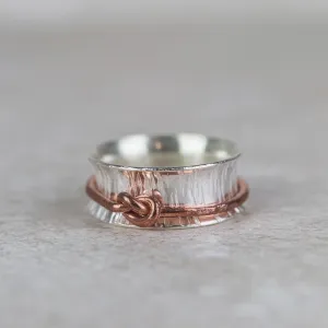 Sterling Silver and Copper Love Knot Spinner Rings