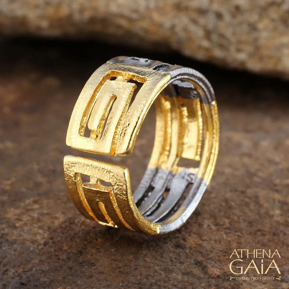 Stilvi Greek Key Bold Meandros Ring