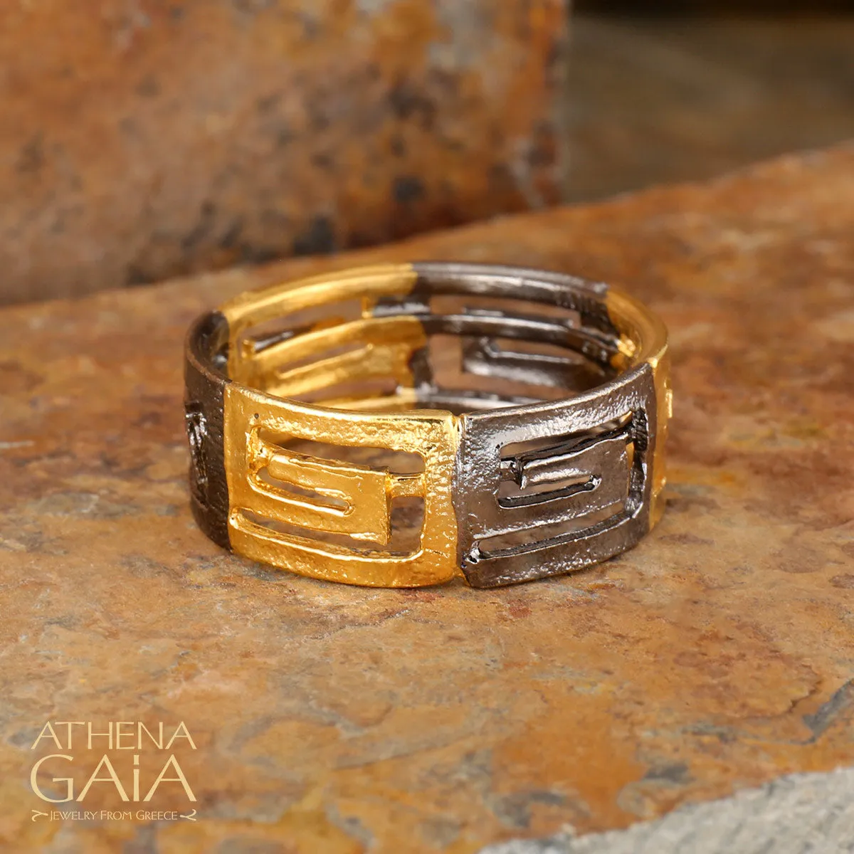 Stilvi Greek Key Bold Meandros Ring