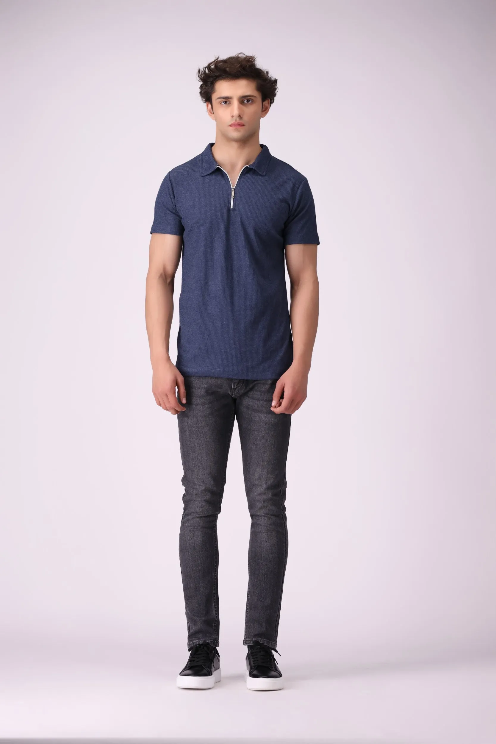 SunZip Textured Navy Polo Shirt