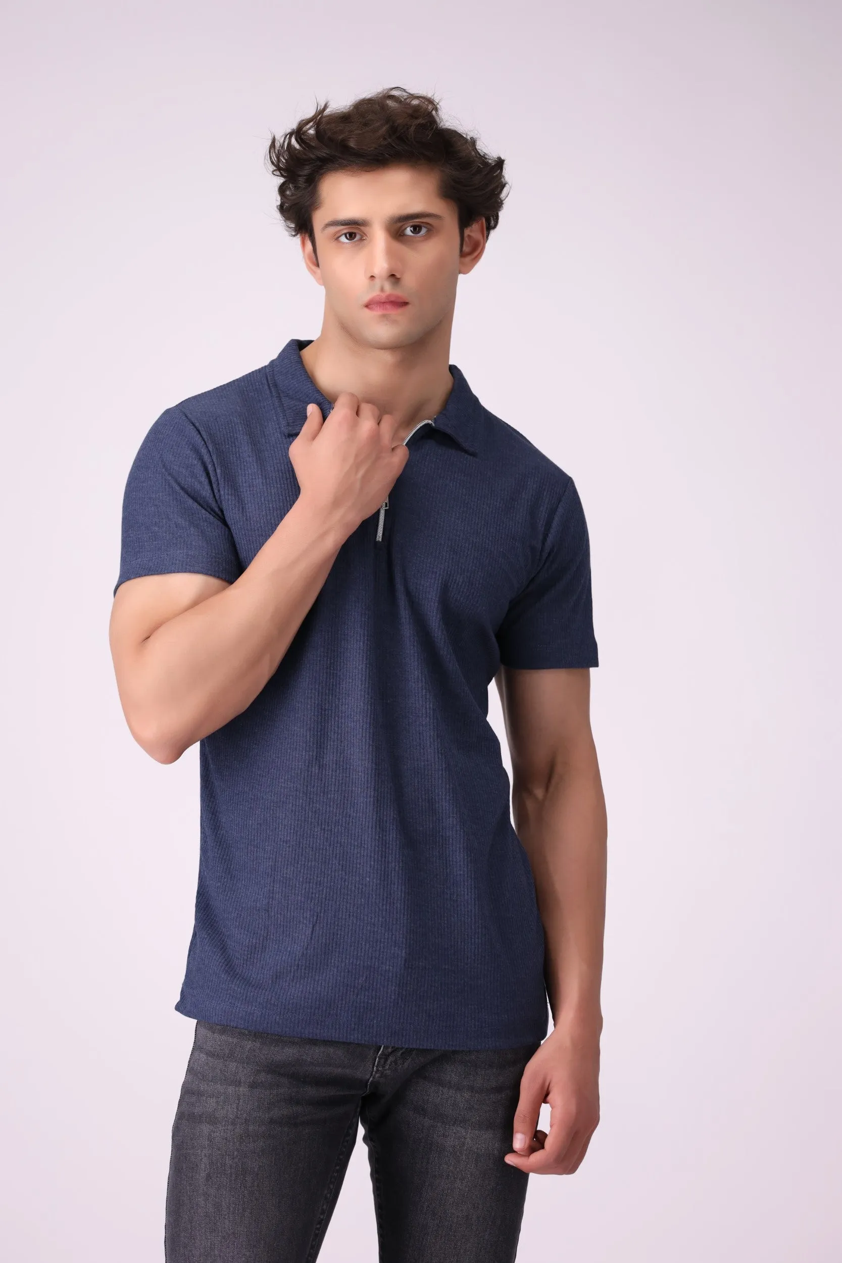 SunZip Textured Navy Polo Shirt
