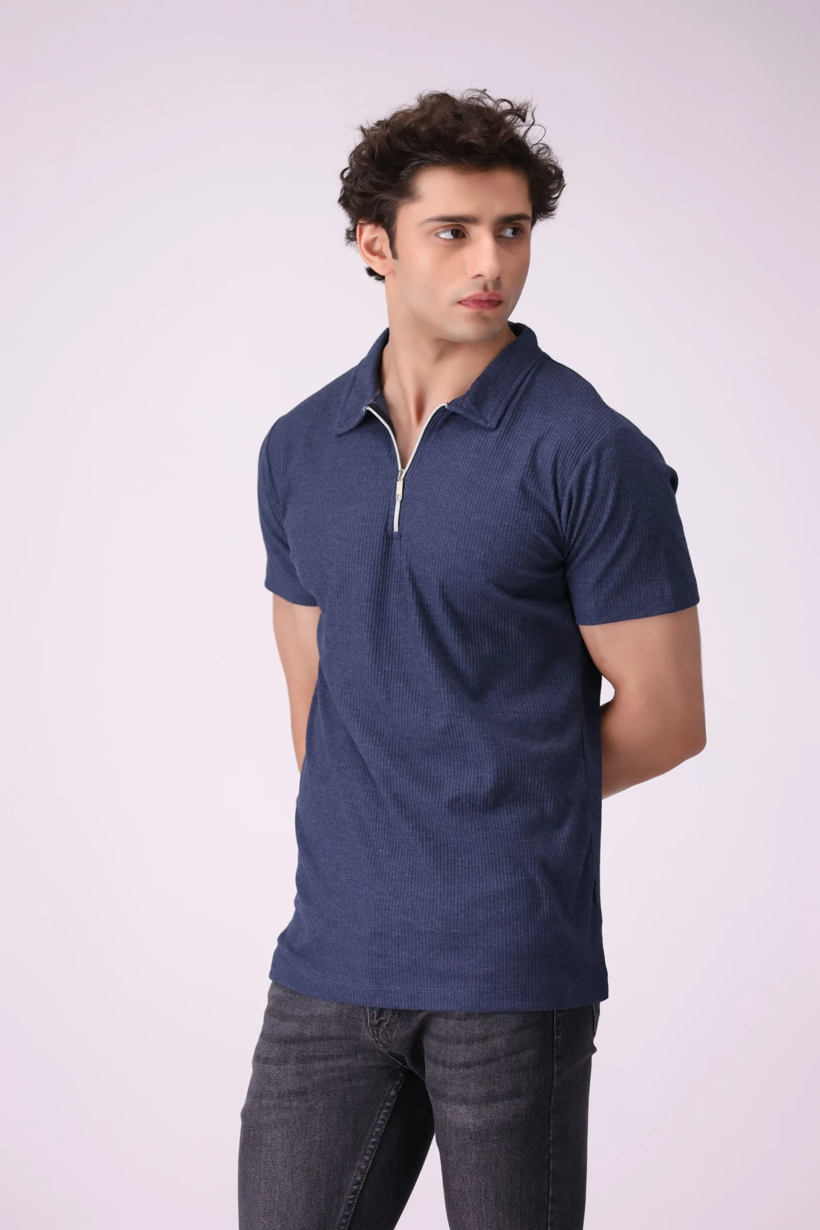 SunZip Textured Navy Polo Shirt