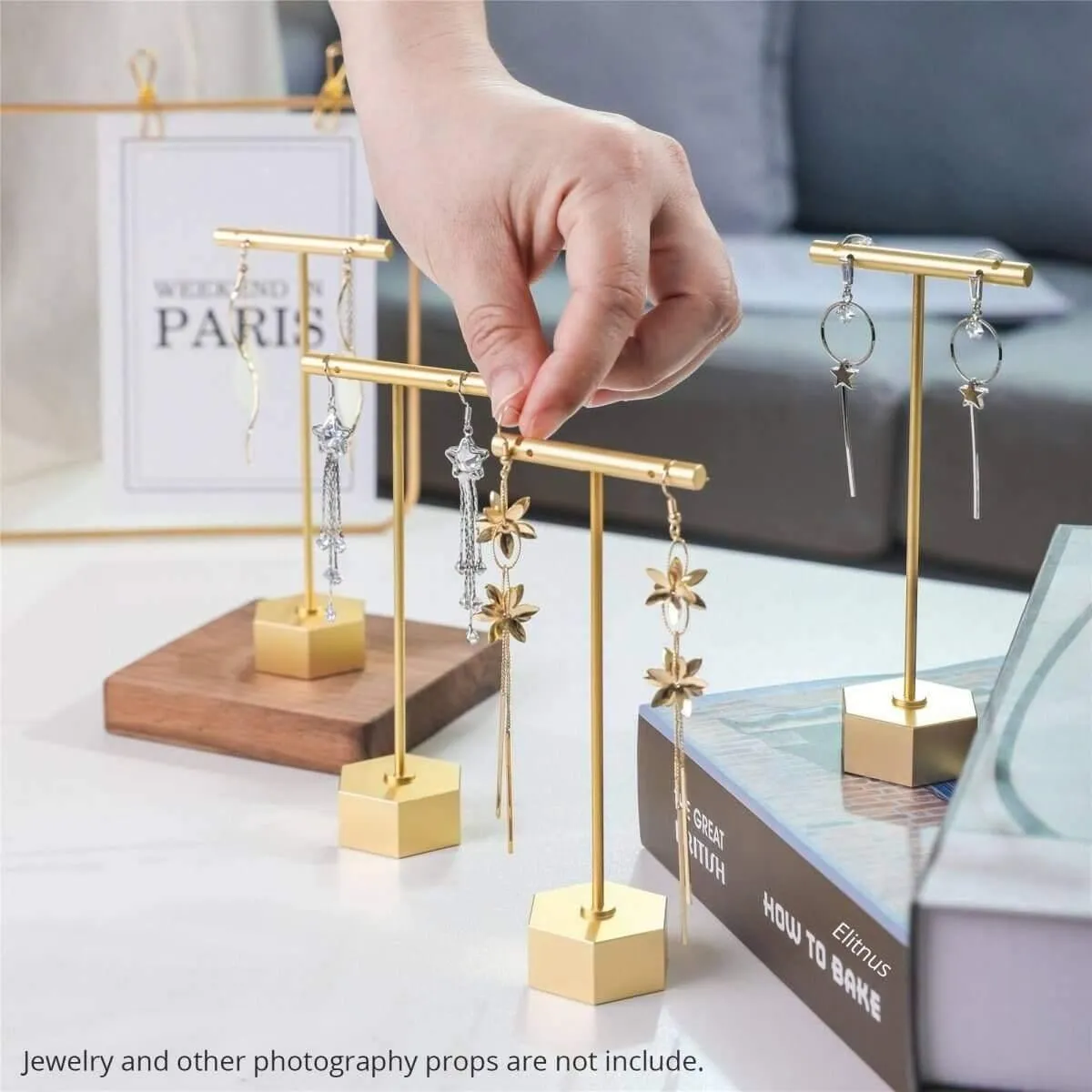T Bar Earring Stand - Gold Earring Display Stand - Elitnus T Bar Earring Stands for Shows