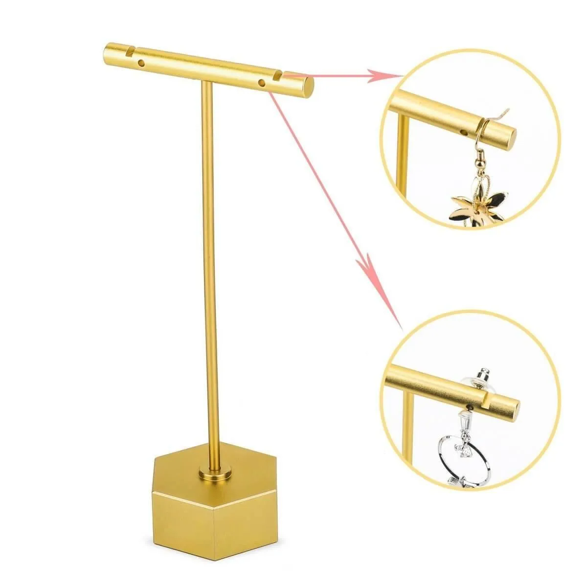 T Bar Earring Stand - Gold Earring Display Stand - Elitnus T Bar Earring Stands for Shows