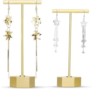 T Bar Earring Stand - Gold Earring Display Stand - Elitnus T Bar Earring Stands for Shows