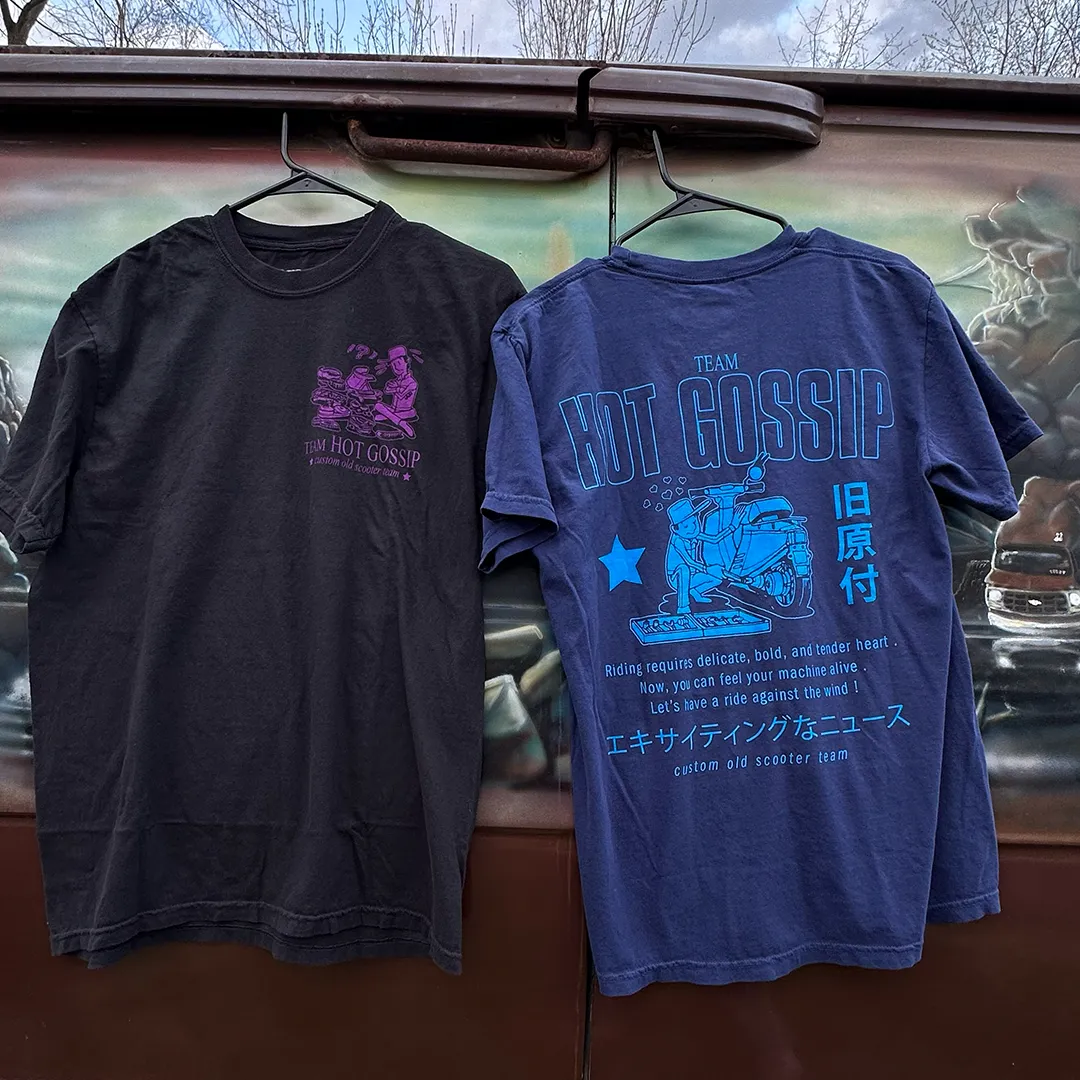 TEAM HOT GOSSIP SCOOTER SHIRT - BLACK / PURPLE