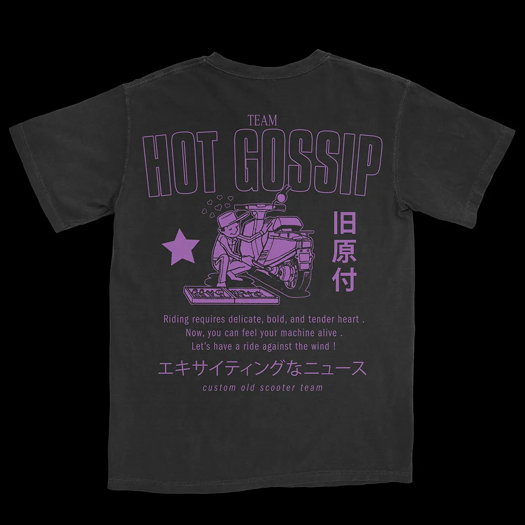 TEAM HOT GOSSIP SCOOTER SHIRT - BLACK / PURPLE