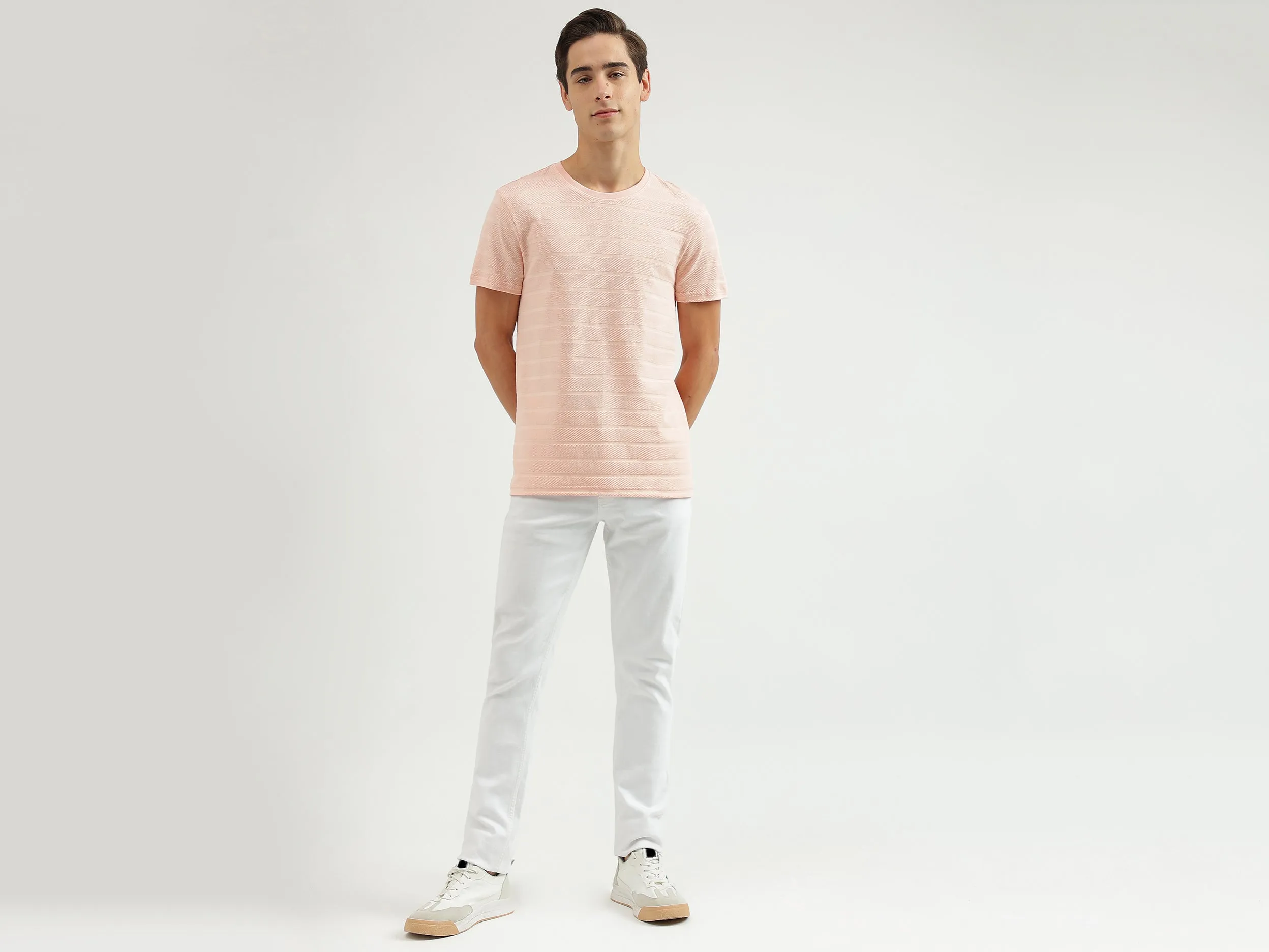 Textured Crew Neck Regular-Fit T-Shirt