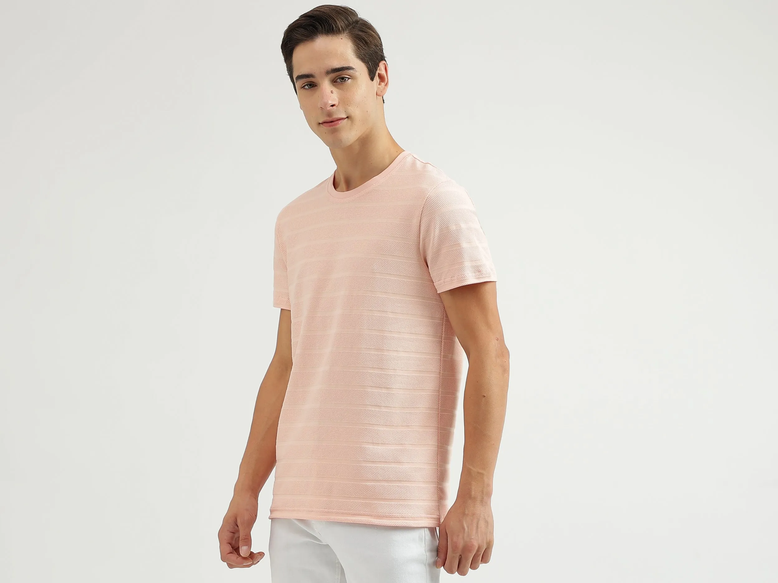 Textured Crew Neck Regular-Fit T-Shirt