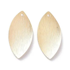 Textured genuine 14K gold plated marquise leaf charms x 6 pieces