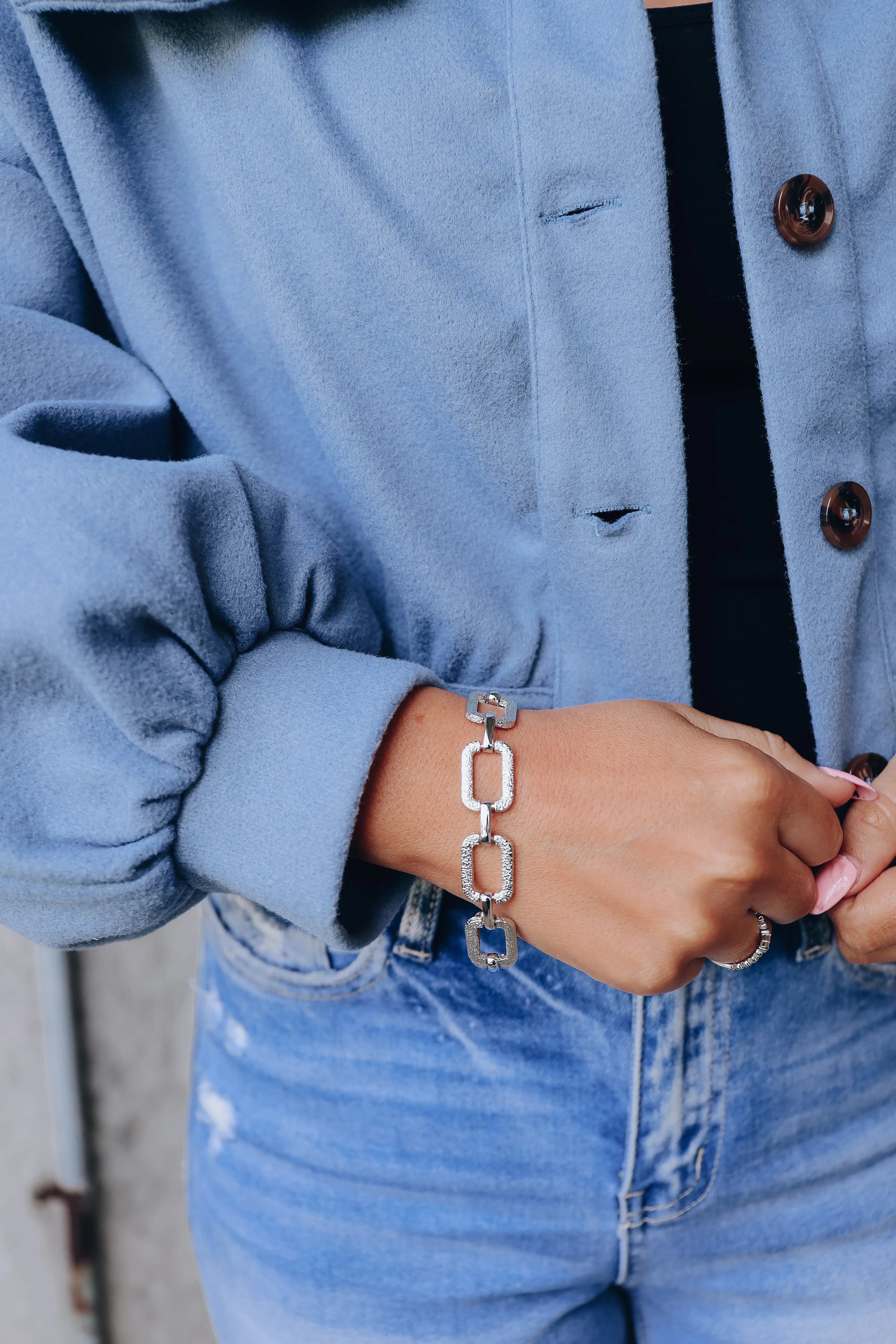 Textured Link Chain Bracelet