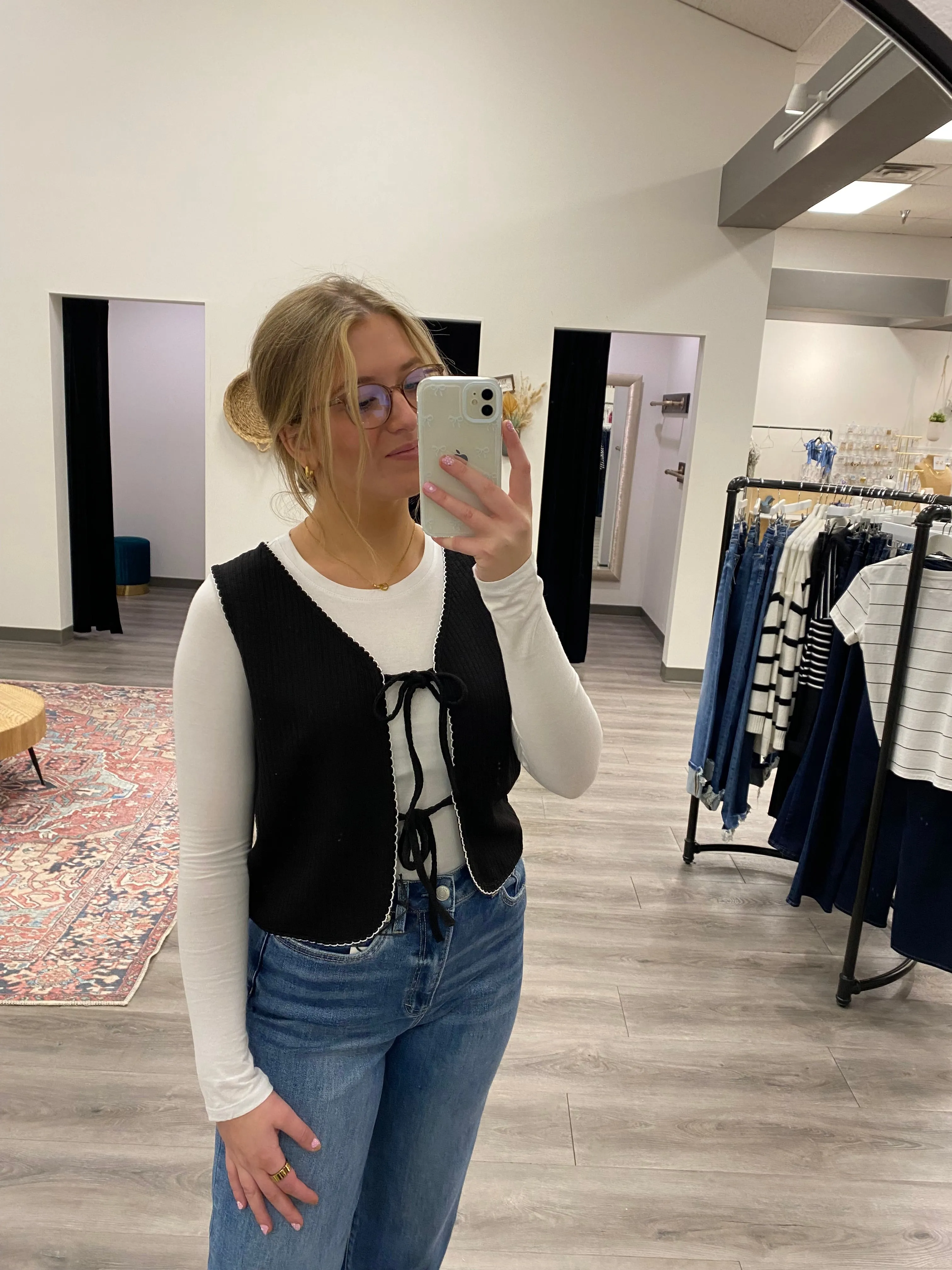 Textured Piping Detail Vest