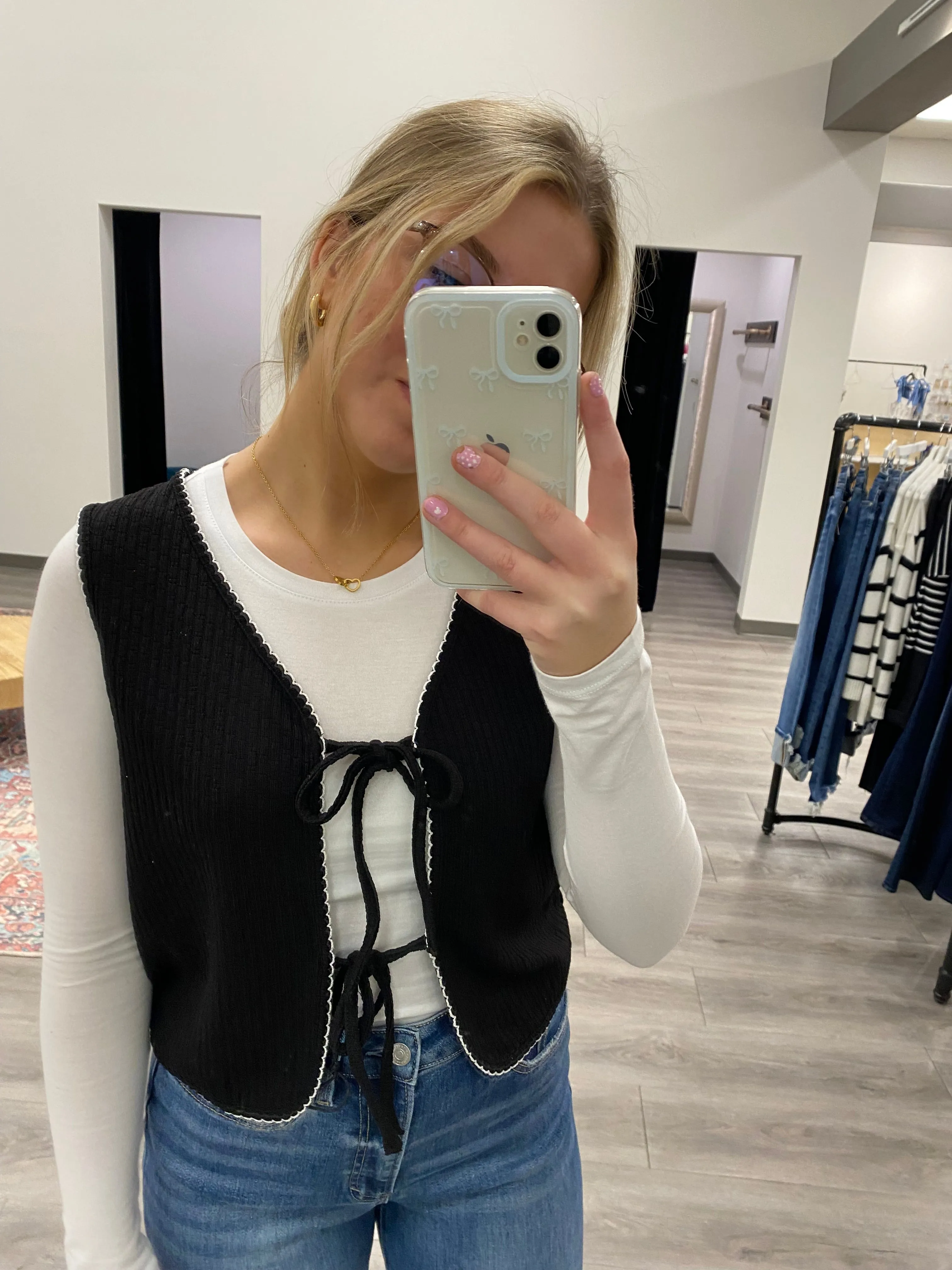 Textured Piping Detail Vest