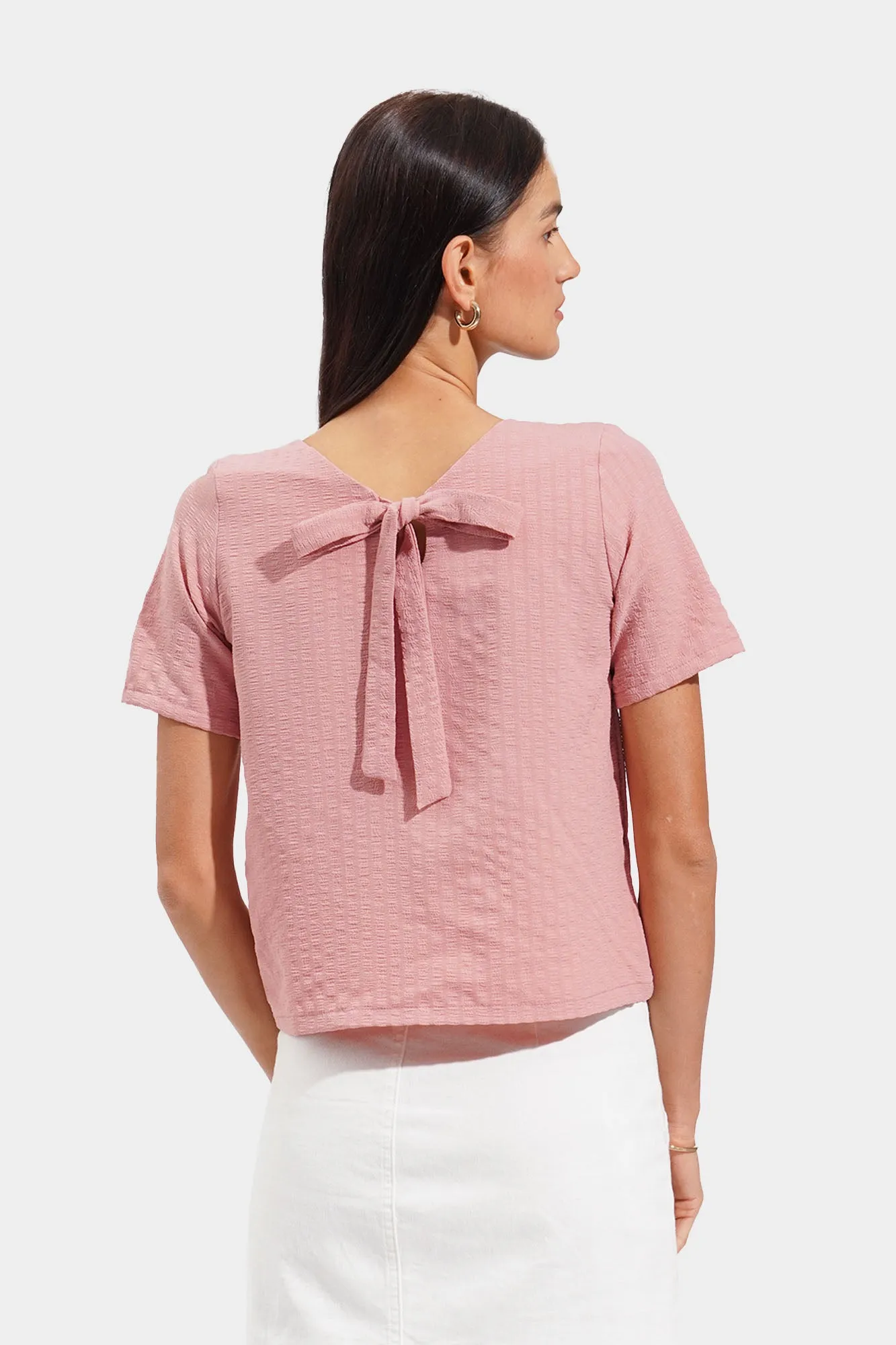 Textured Square Neck Flutter Sleeve