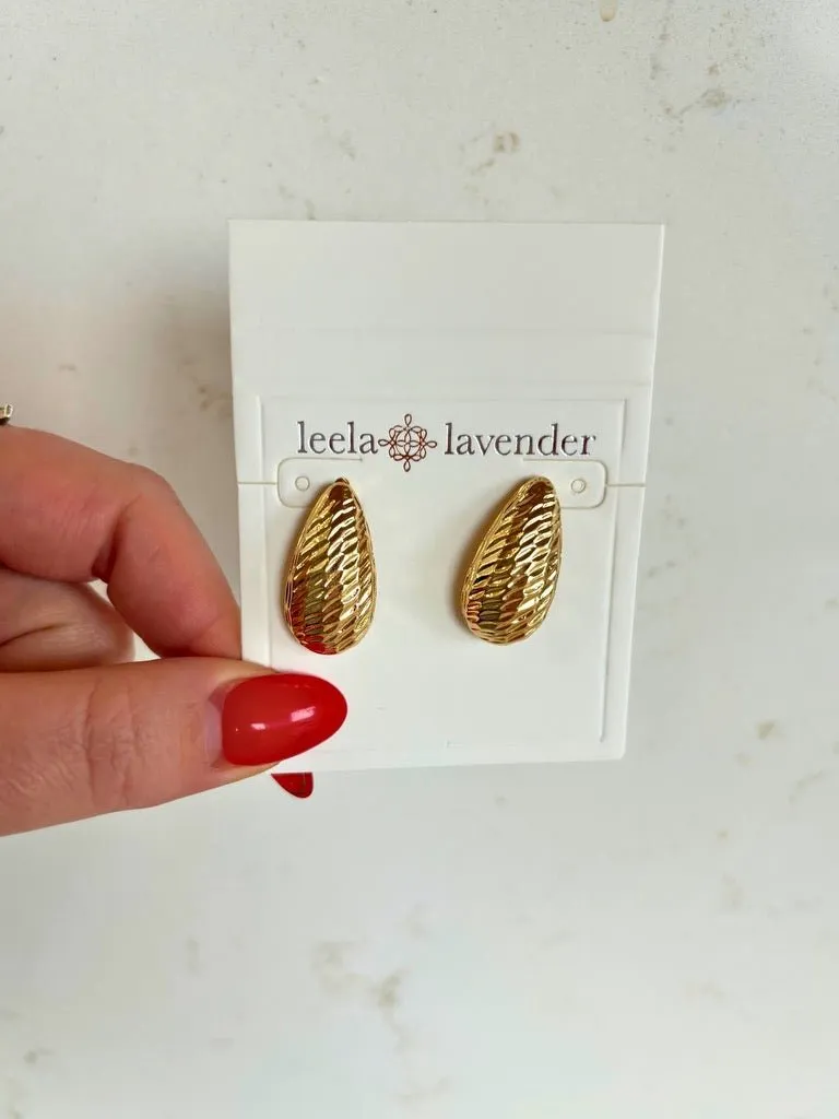 Textured Teardrop Post Earring