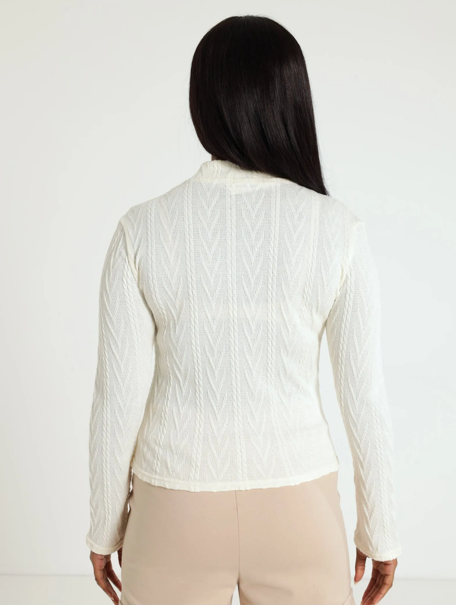 Textured Turtleneck Tee - Ivory
