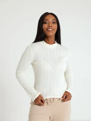 Textured Turtleneck Tee - Ivory