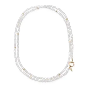 The Long Sailor Lock Beaded Gemstone Necklace: Pearl