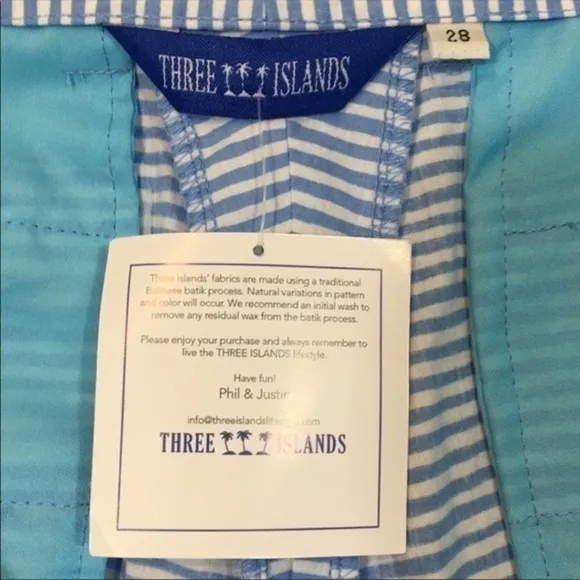 Three Islands Shorts Blue White Striped Na…