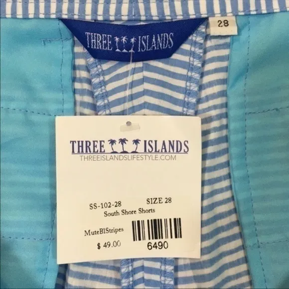 Three Islands Shorts Blue White Striped Na…