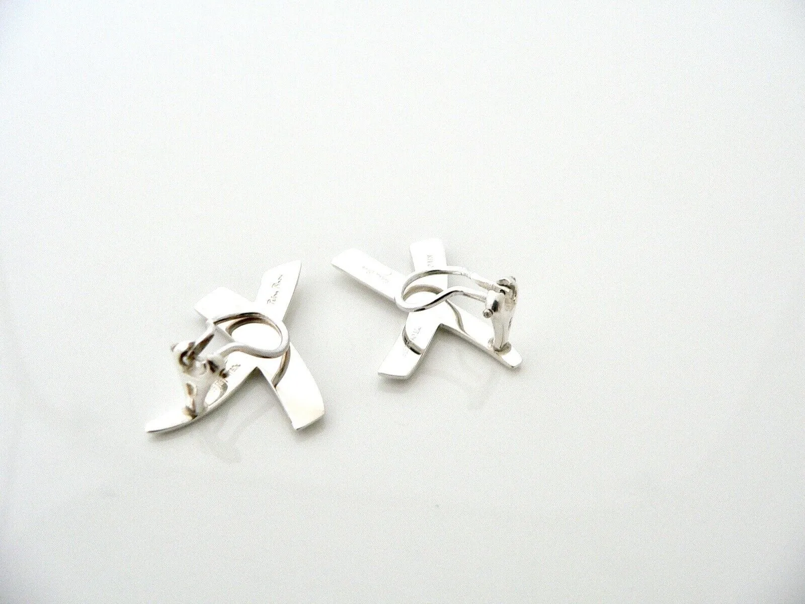 Tiffany & Co Picasso Kiss Earrings X Clip Omega Backs Silver Love Gift Classic