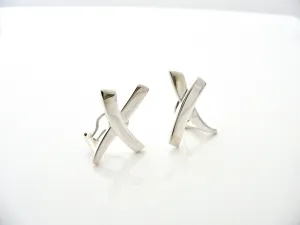 Tiffany & Co Picasso Kiss Earrings X Clip Omega Backs Silver Love Gift Classic