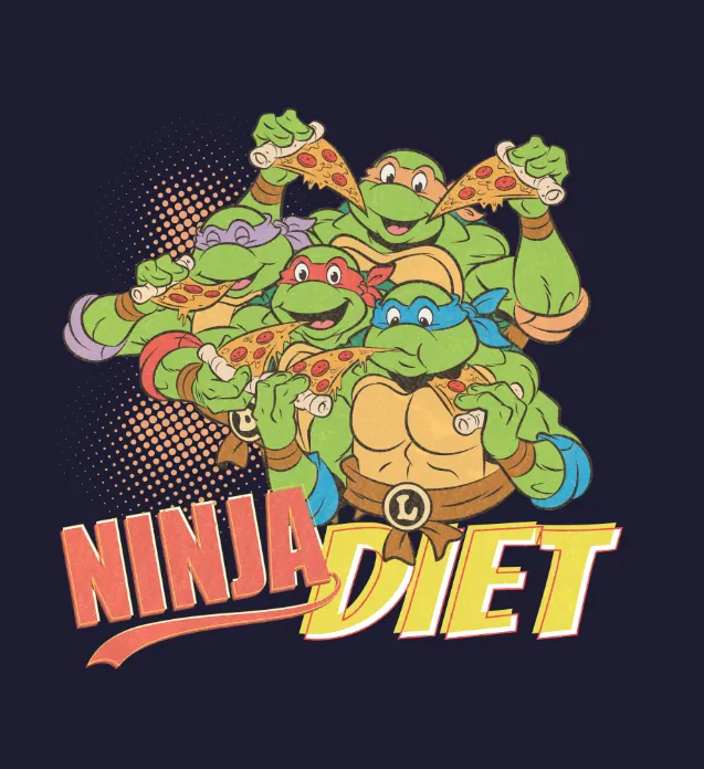 TMNT Group Ninja Diet Men's Official T-Shirt (Navy)