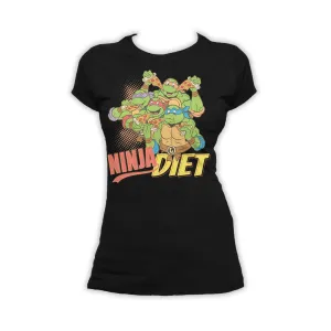 TMNT Group Ninja Diet Official Women's T-shirt (Black)