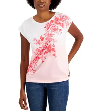Tommy Hilfiger Women's Ombre Floral Short Sleeve T-Shirt J2BH0519