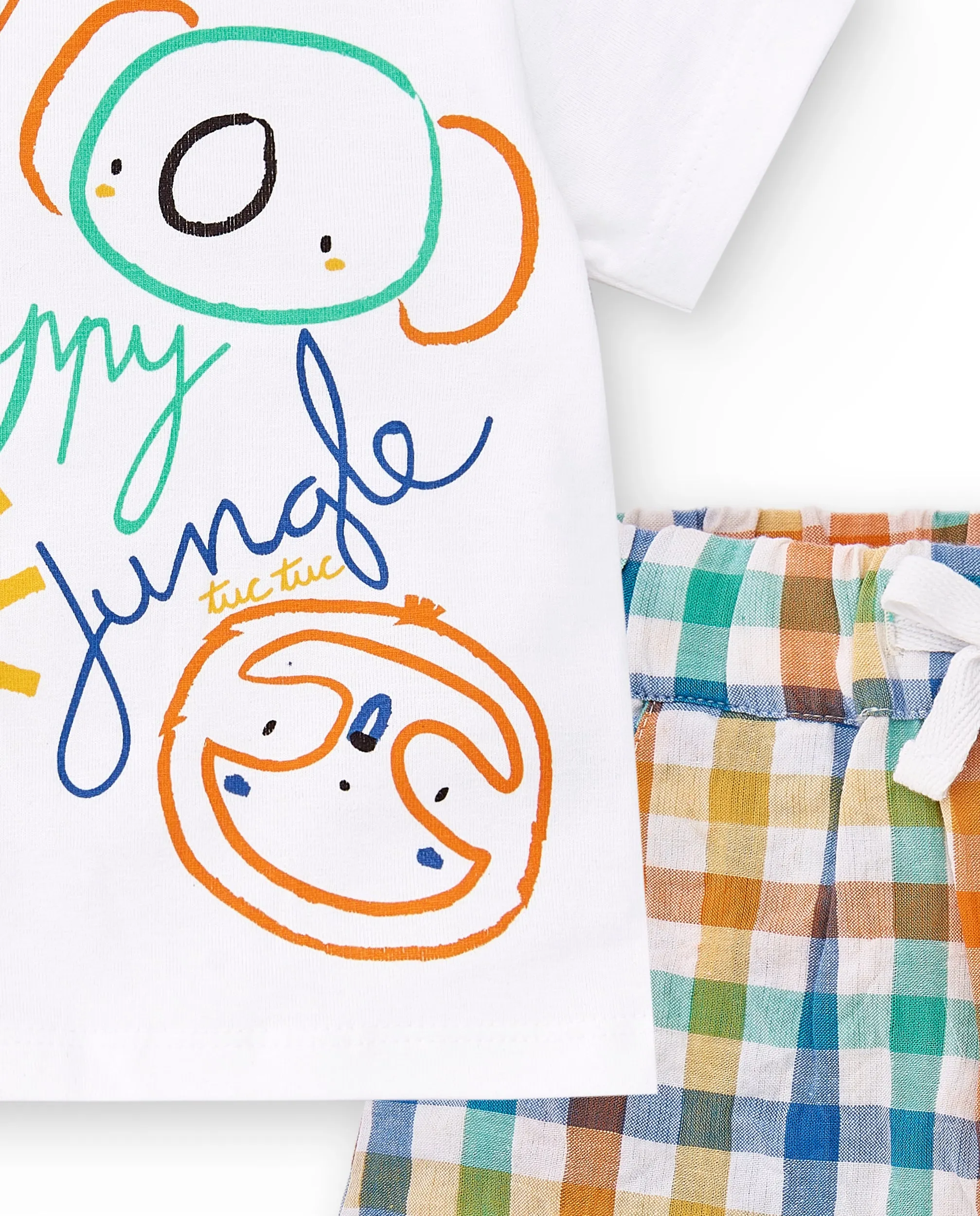 Tuctuc Animal Life Check Shorts & T-Shirt Set