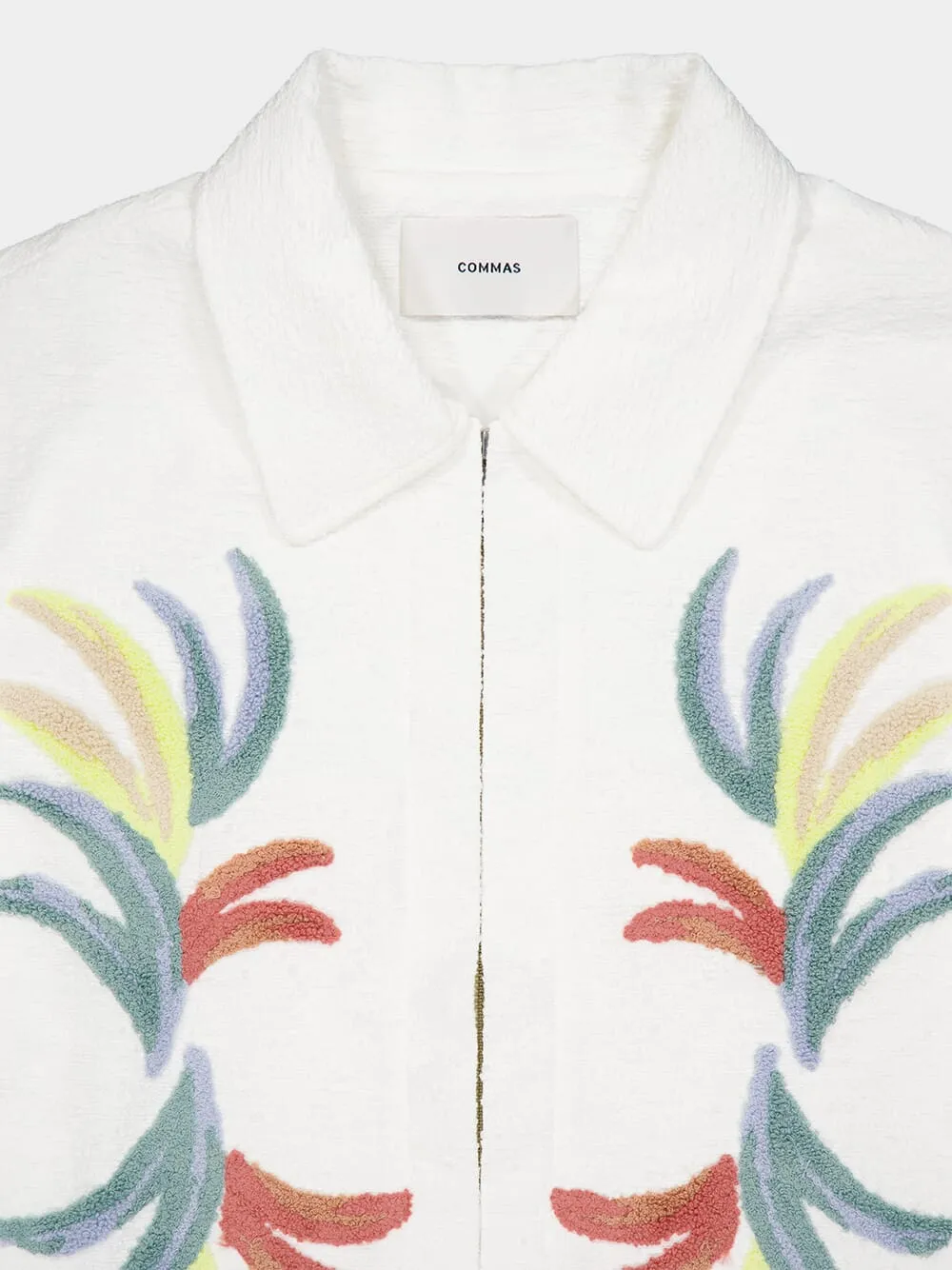 Tufted Palm leaf Embroidered Boucle Jacket