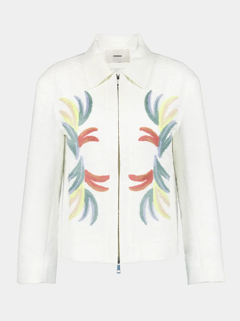 Tufted Palm leaf Embroidered Boucle Jacket