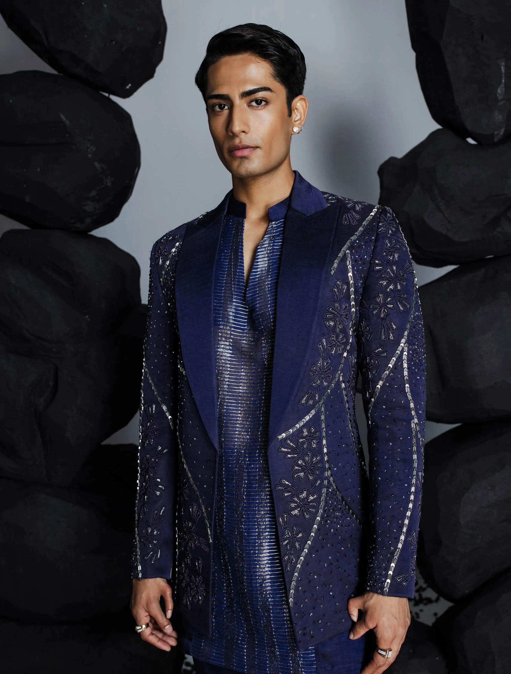 Twilight blue indian jacket set
