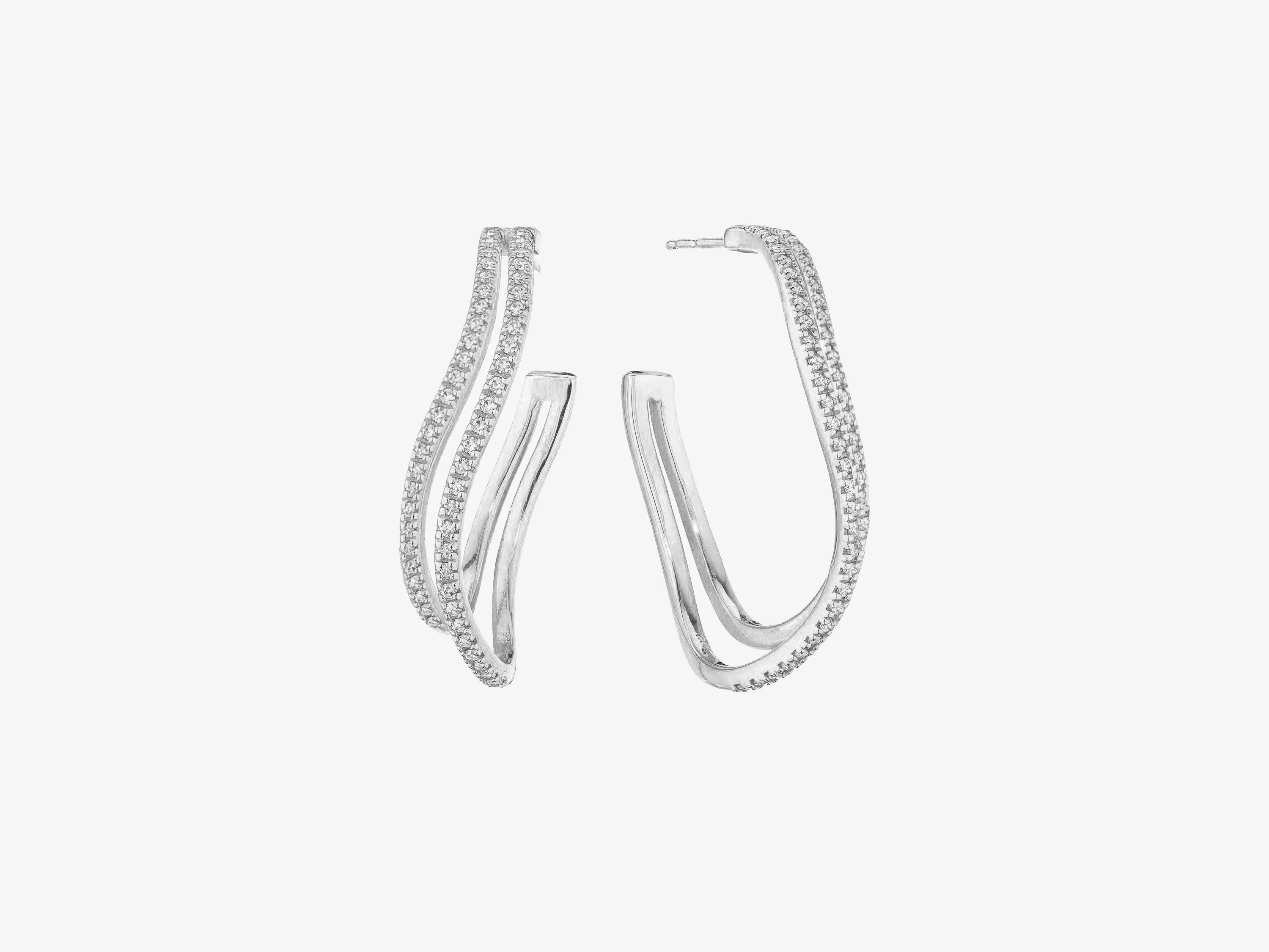 Two Row Diamond Hoops, 1 1/4“