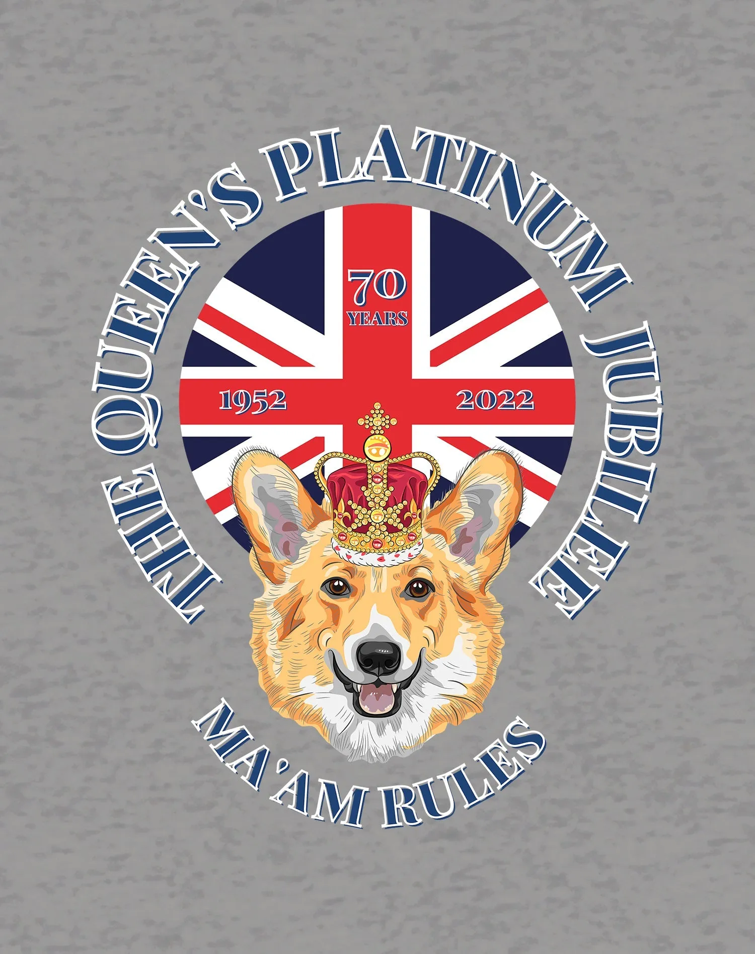 UA Queen's Platinum Jubilee Corgi Ma'am Rules Women's T-shirt (Heather Grey)