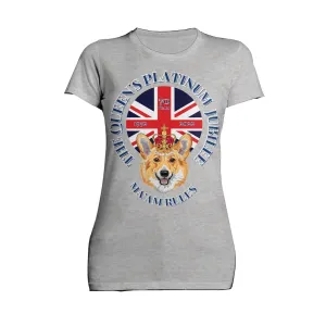 UA Queen's Platinum Jubilee Corgi Ma'am Rules Women's T-shirt (Heather Grey)