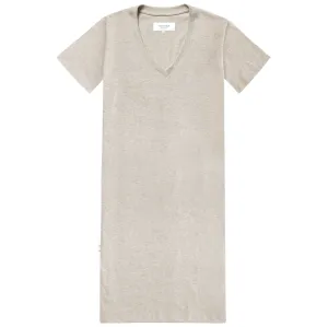 V-Neck Midi T-Shirt Dress Oatmeal