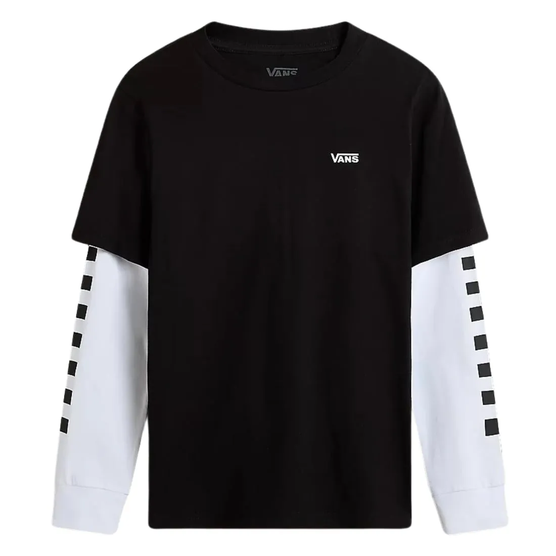 Vans Boys Long Check Twofer Long Sleeve T-Shirt - Black/Black