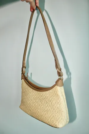 Vintage Cream Textured Shoulder Purse