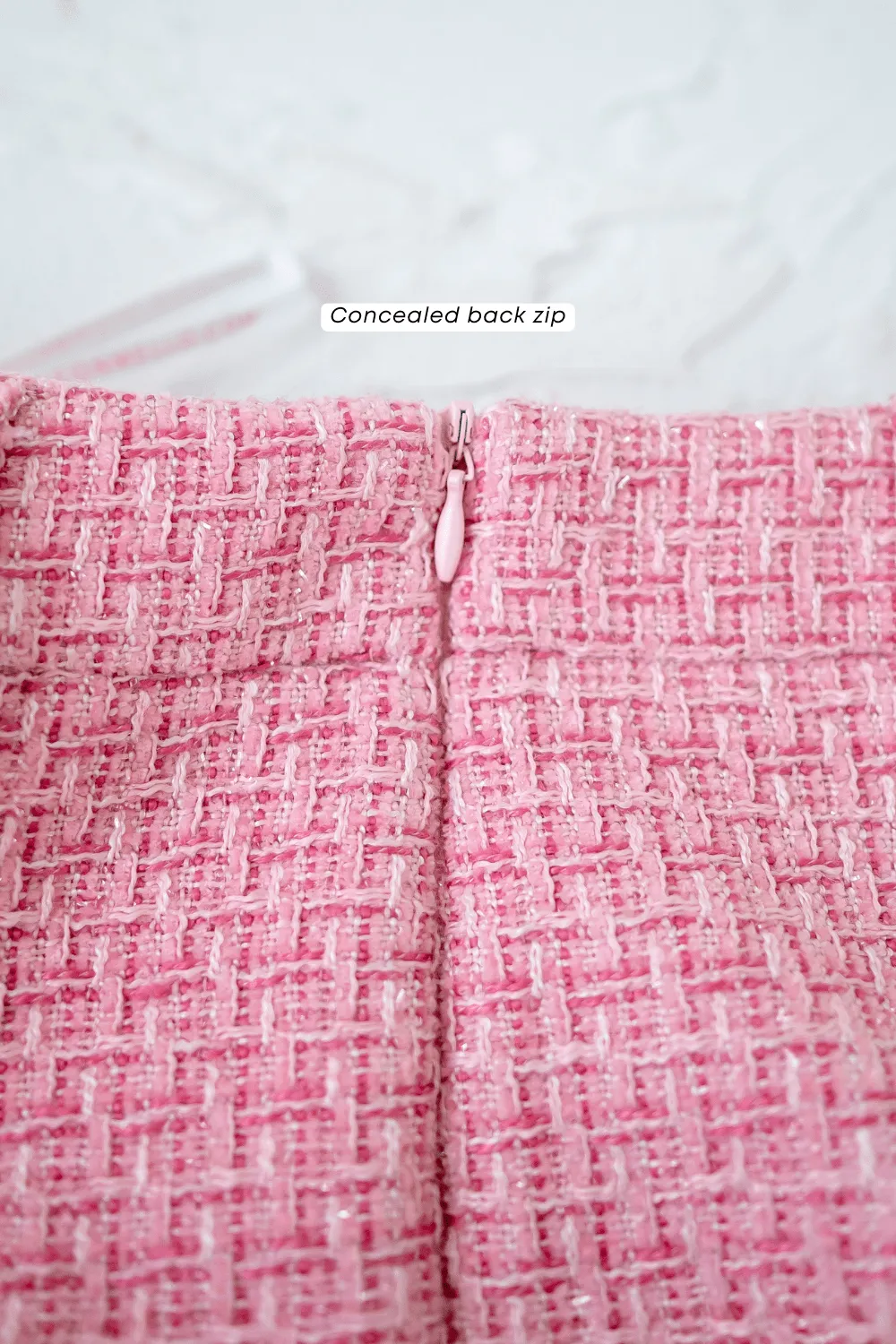 WINSTON TWEED SLIT MIDI SKIRT IN FESTIVE PINK