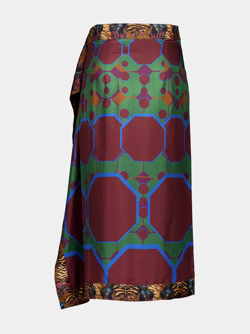 Wisteria Octa Print Wrap Skirt in Double Printed Silk Twill