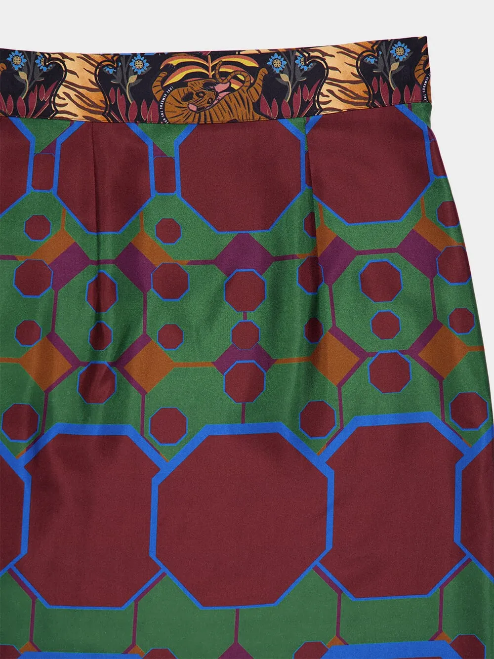 Wisteria Octa Print Wrap Skirt in Double Printed Silk Twill