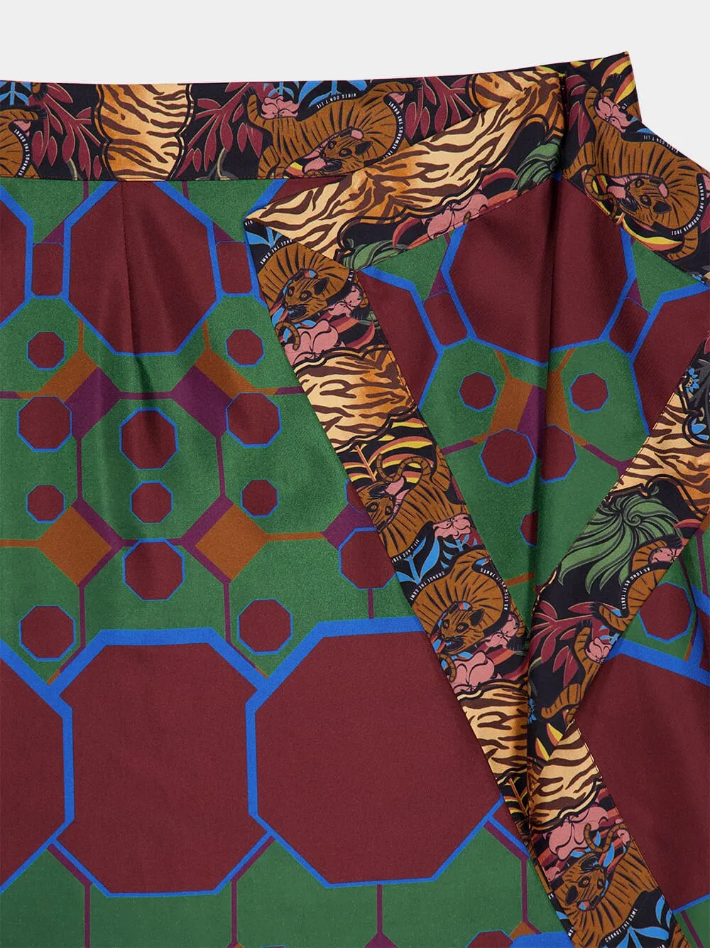 Wisteria Octa Print Wrap Skirt in Double Printed Silk Twill