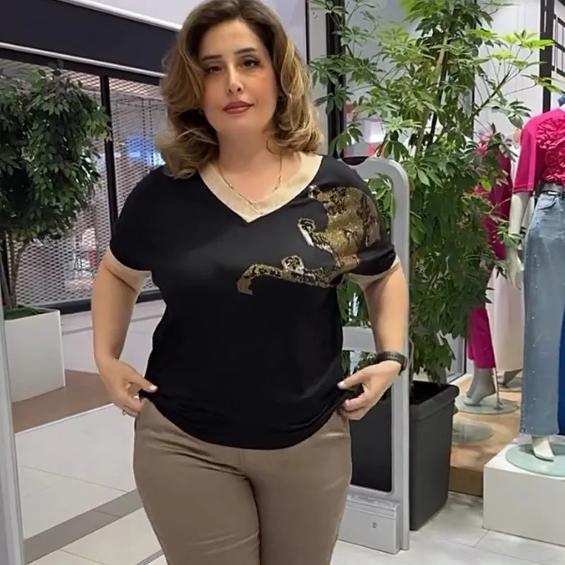 Women's Casual Elegant Printed V-Neck Top