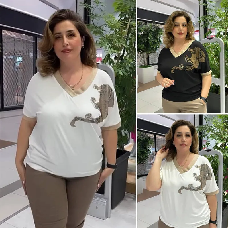 Women's Casual Elegant Printed V-Neck Top